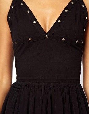 ASOS Motel Skater Dress Little Black Dress Studs party sexy dress h&m zara,  Women's Fashion, Dresses & Sets, Dresses on Carousell