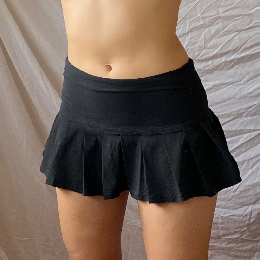 Black pleated clearance micro mini skirt