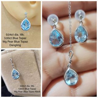 Blue Topaz with Diamond Dangling and Necklace Set