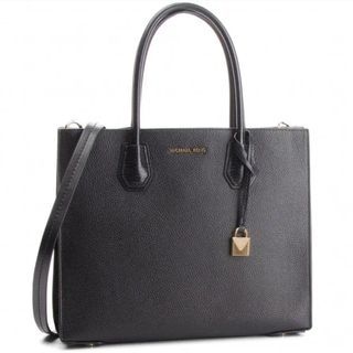 Michael Kors Voyager Large Saffiano Leather Top-Zip Tote Bag For Women (Black, FS)