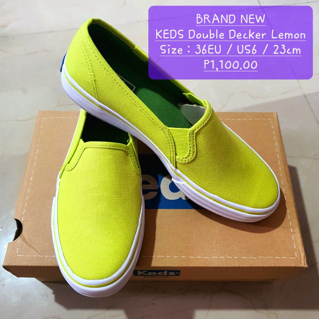 BNEW Keds Double Decker Lemon (Size: US6 / EU36 / 23cm) (Category: Sneakers) located in Manila. Submitted by chester_lim (Listing ID 1217254700, Image 2). Description: KEDS Double Decker Lemon Size : US6 / EU36 / 23cm Condition : BRAND NEW. Authentic and Original. Guaranteed Authentic. Direct from Keds Outlet Clearance sale abroad. Price : P1,100 + SF Please PM me for inquiries. #purplemodel #Keds #sneakers #brand new.