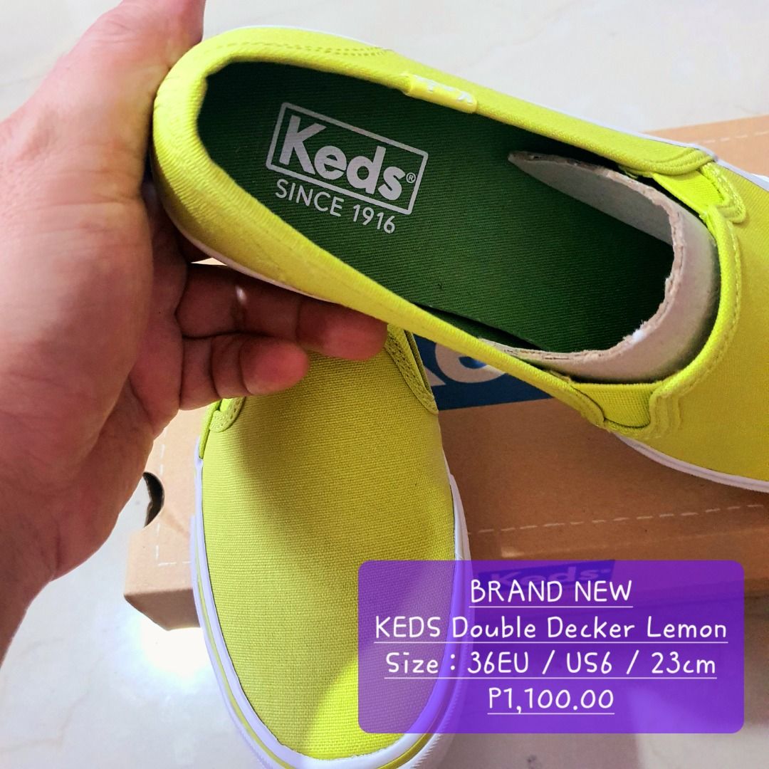 BNEW Keds Double Decker Lemon (Size: US6 / EU36 / 23cm) (Category: Sneakers) located in Manila. Submitted by chester_lim (Listing ID 1217254700, Image 3). Description: KEDS Double Decker Lemon Size : US6 / EU36 / 23cm Condition : BRAND NEW. Authentic and Original. Guaranteed Authentic. Direct from Keds Outlet Clearance sale abroad. Price : P1,100 + SF Please PM me for inquiries. #purplemodel #Keds #sneakers #brand new.