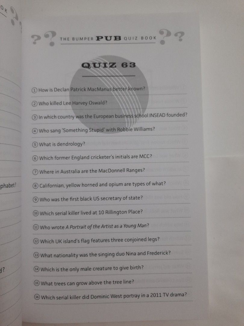 Bumpers Pub Quiz Book, Hobbies & Toys, Books & Magazines, Assessment