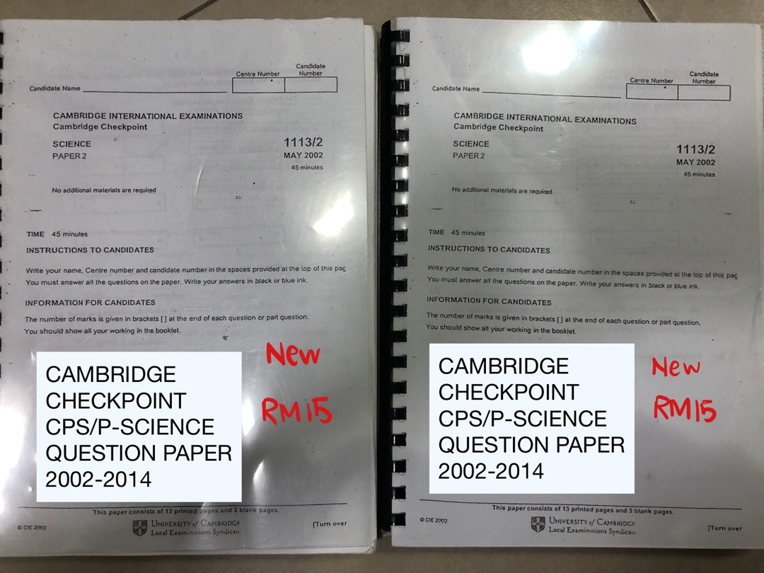 Cambridge checkpoint science past year paper hobbies toys books