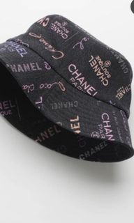Chanel logo denim bucket hat