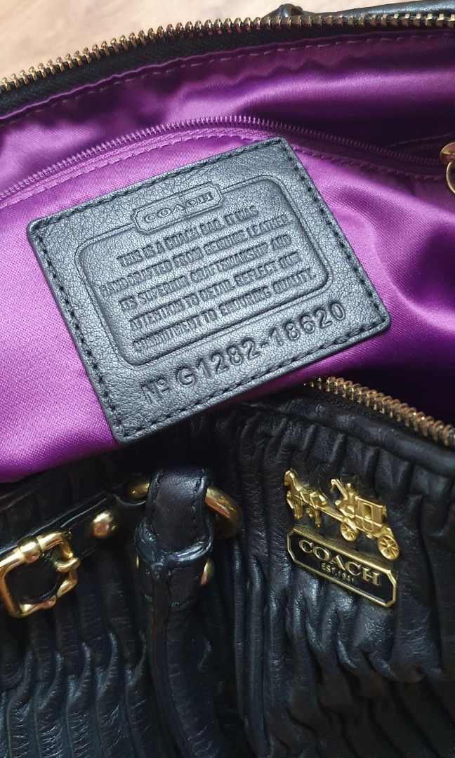 Coach Madison Sophia H1182-18620 Black Gathered Leather Satchel bag