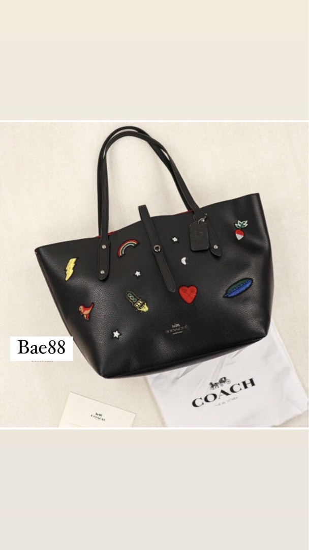 Coach market tote with souvenir embroidery discount