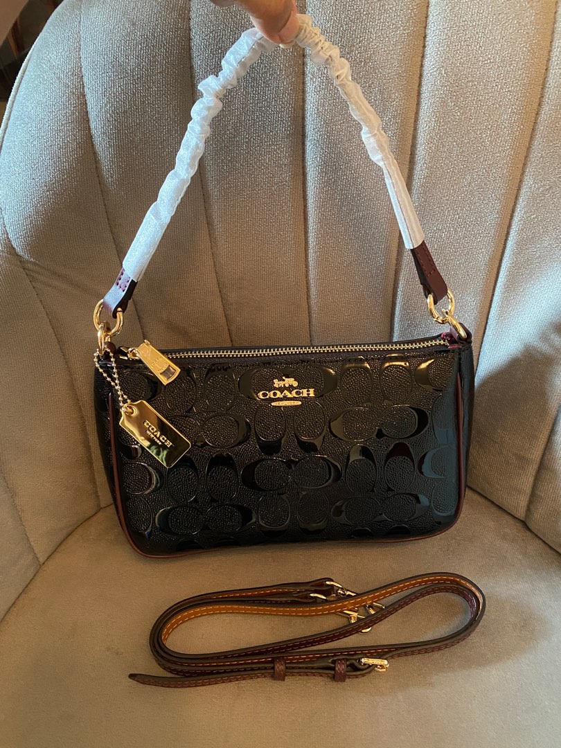Coach Burgundy Signature Debossed wen Patent