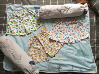Diaper Mat Waterproof + 2 Bolster Pillows + 3 Shorts •Dinosaur Theme