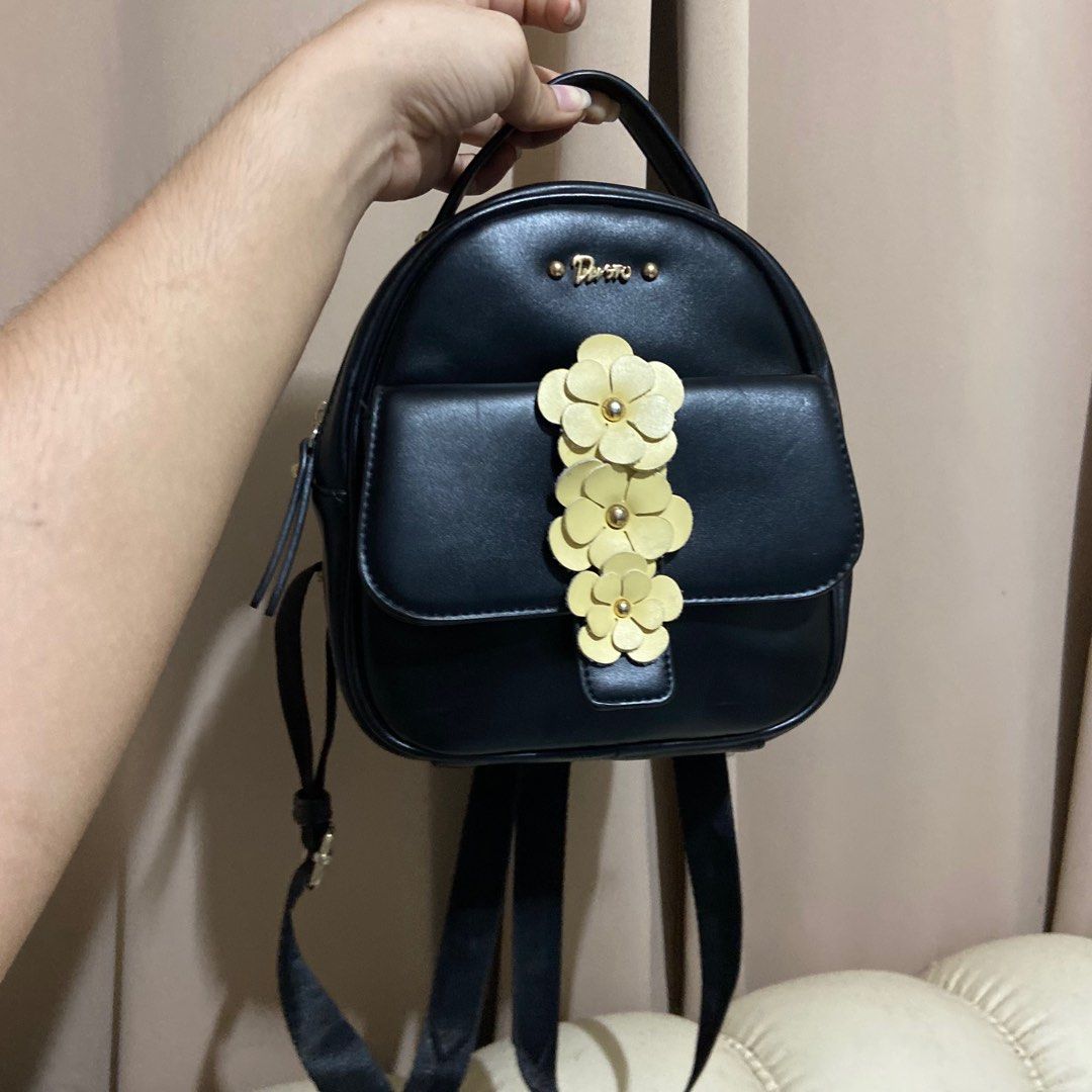Cute black leather backpack cheap