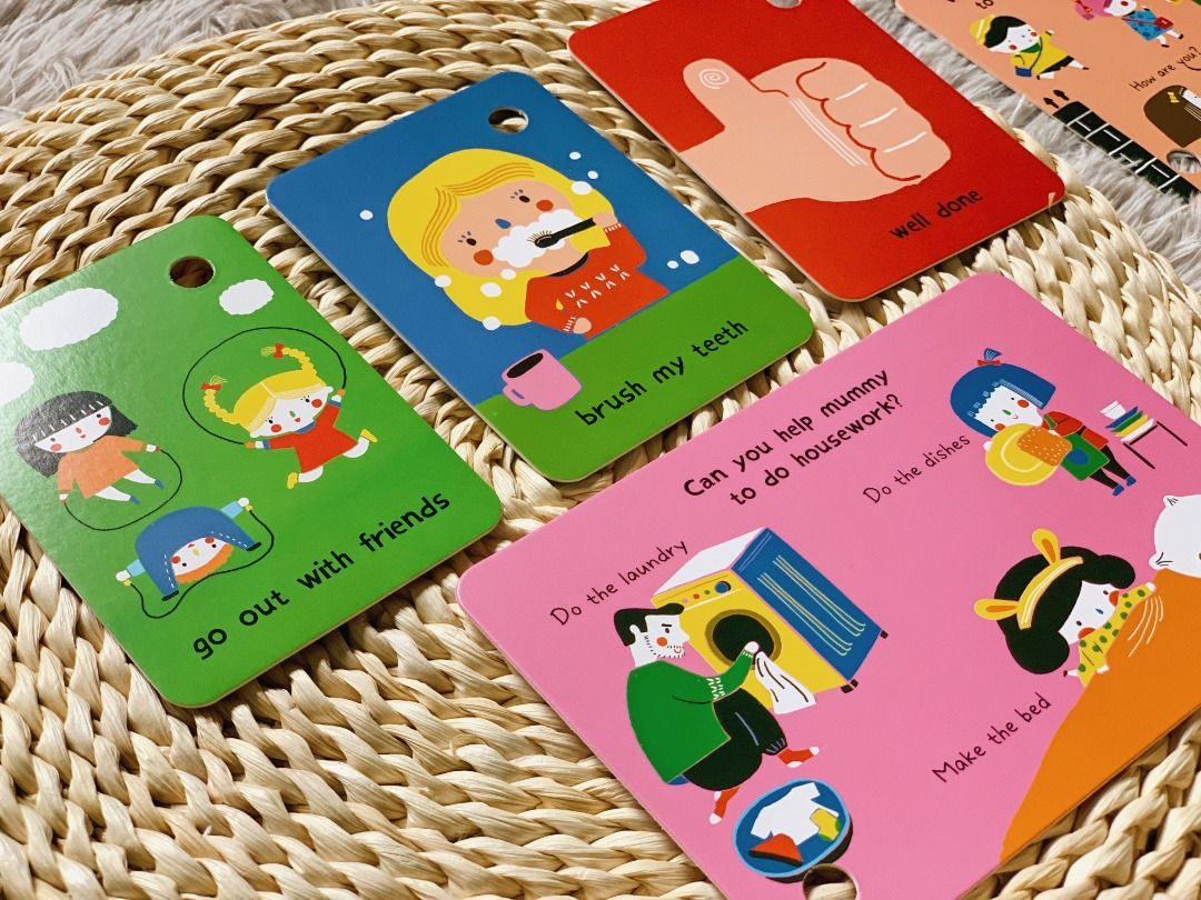 Educational Ring Flashcards Phrases & Expressions, Babies & Kids