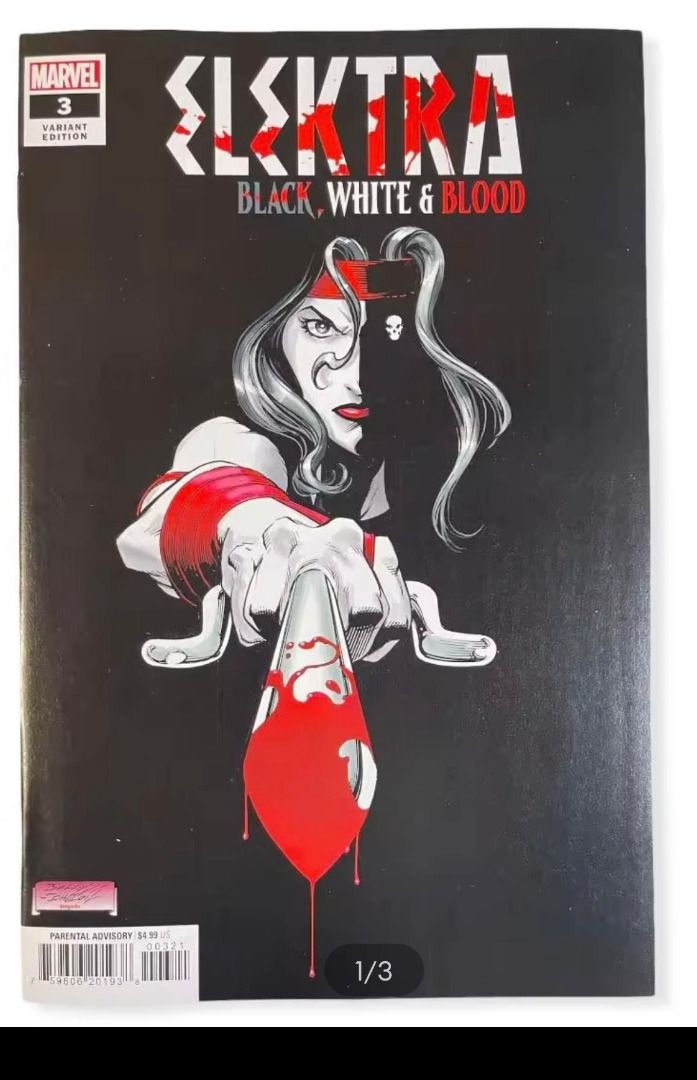 Elektra Black White And Blood 3 B Published May 2022 By Marvel. Written By  Karla Pacheco; Marvel Various. Art By Paulo Siqueira; Marvel Various. Cover  By Mark Bagley., Hobbies & Toys, Books