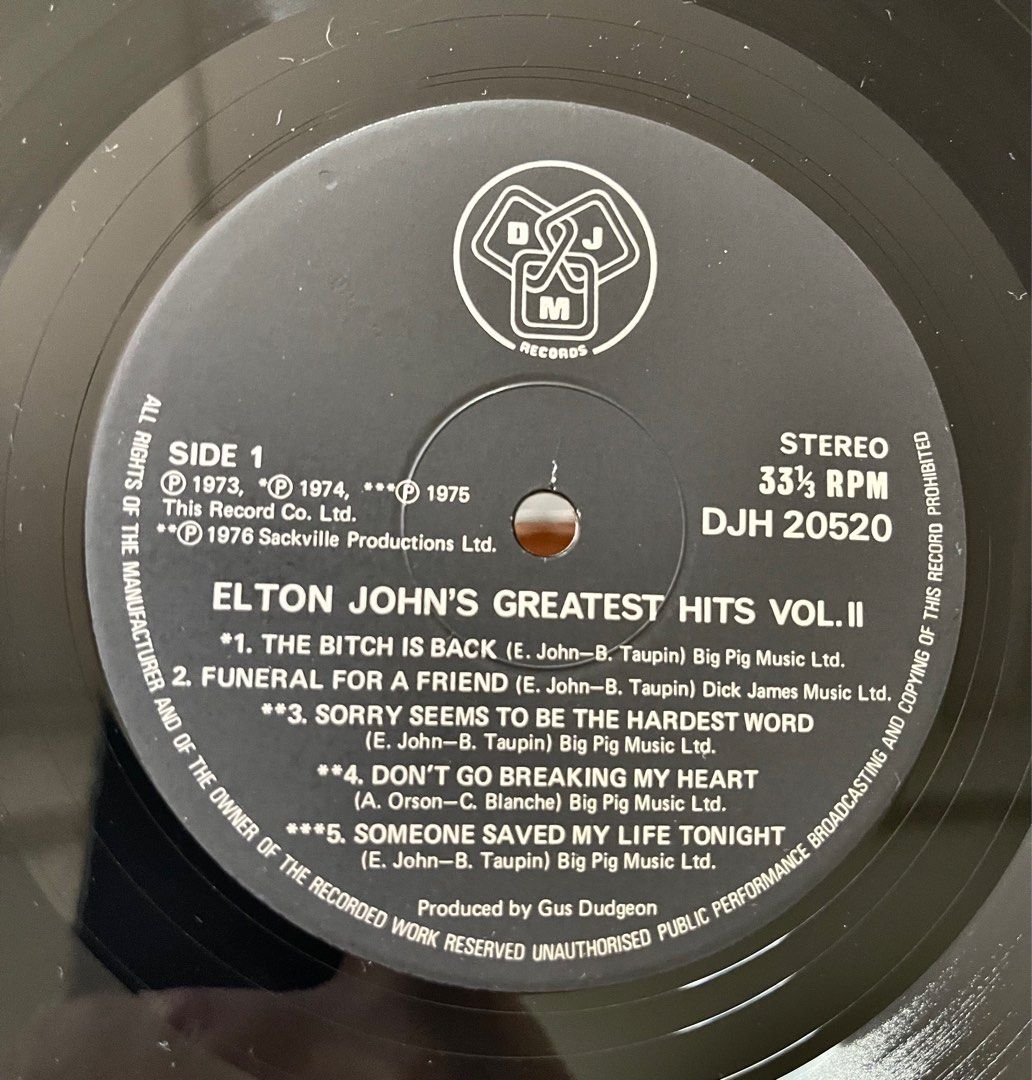 Elton John's Greatest Hits Vol II (1977 UK pressing vinyl ...