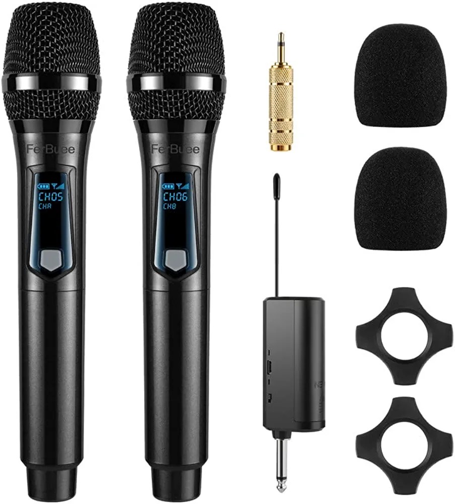FerBuee Wireless Microphone Dual Dynamic Karaoke Microphone with ...