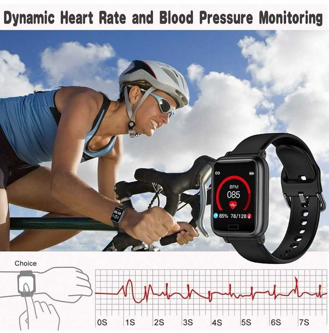 Fitness Tracker, Watch for Android Phones iPhone Compatible Step Tracker Heart Rate Monitor, IP68 Waterproof Fitness Watch Monitor, Calorie Counter, Pedometer for Men Women, Mobile Phones & Gadgets, Wearables &