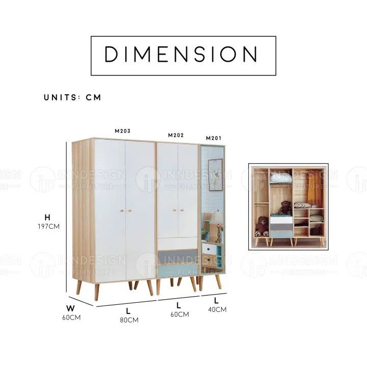 Free delivery wardrobe M203/202/201 Wooded Wardrobe With Leg, Furniture