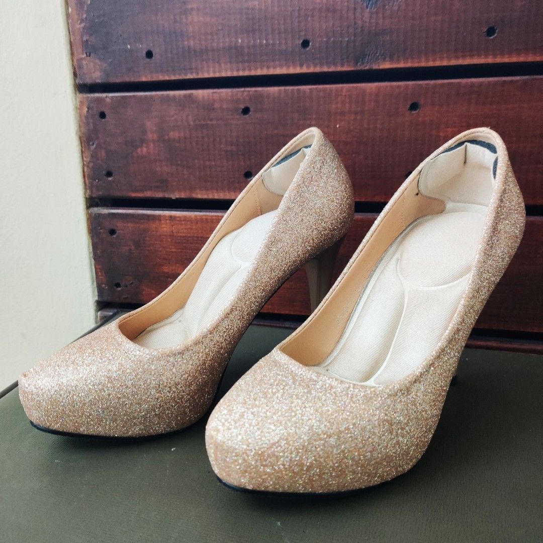 Glitter Rose Gold heels Women s Fashion Footwear Heels on Carousell