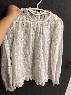 H &M White Lace TopM