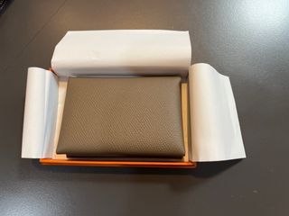 Hermes Calvi duo in Etoupe cardholder / wallet