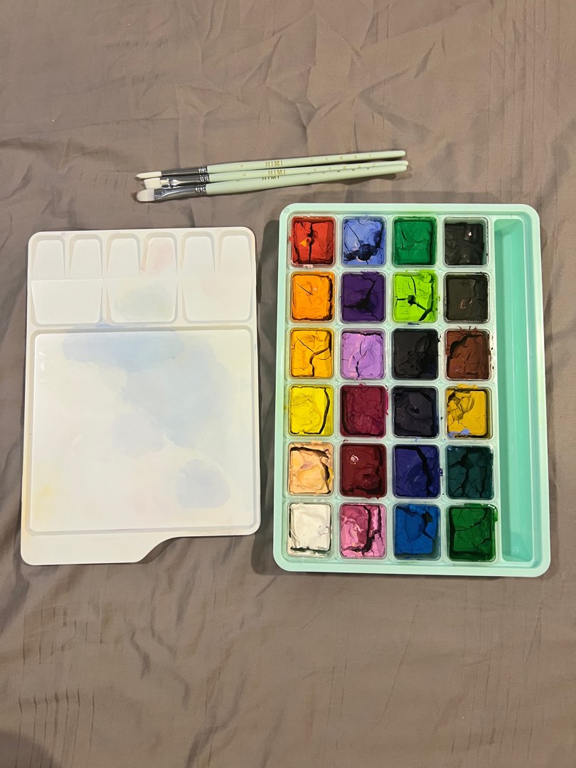 Himi Gouache Watercolor Paint Set, 24C x 30ml (Mint), Hobbies & Toys
