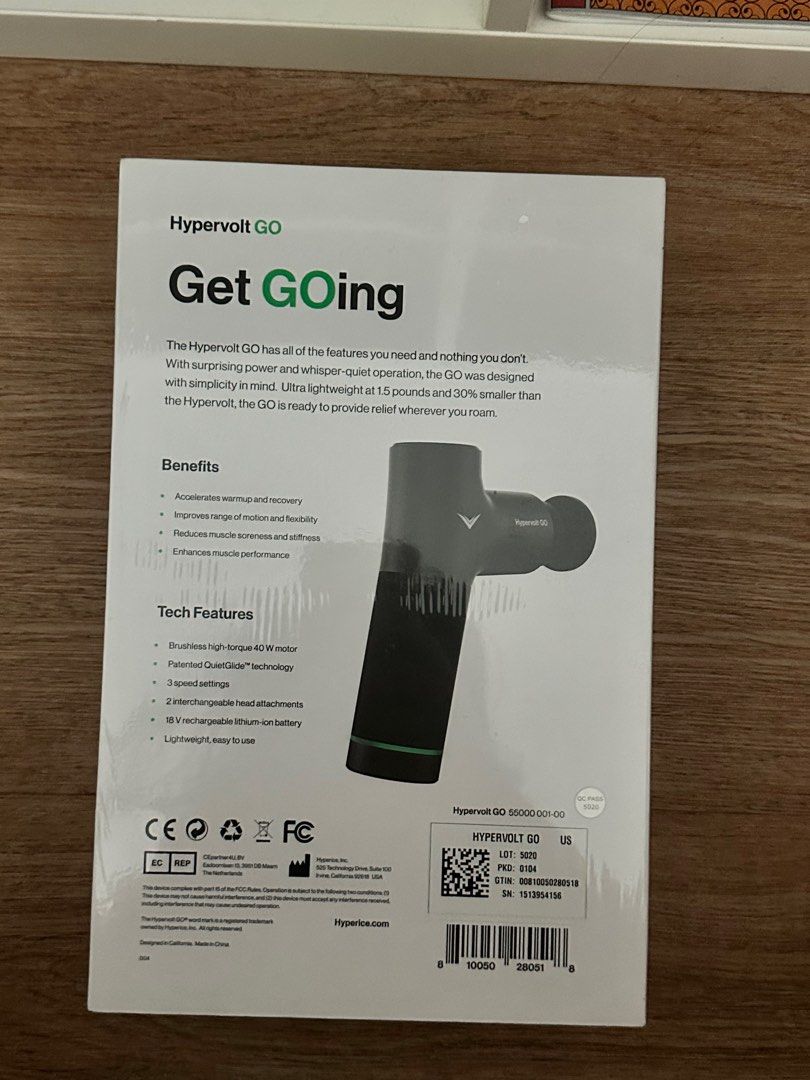 Hypervolt Device Hypervolt GO - Handheld Percussion Massage Device, Health & Nutrition ...
