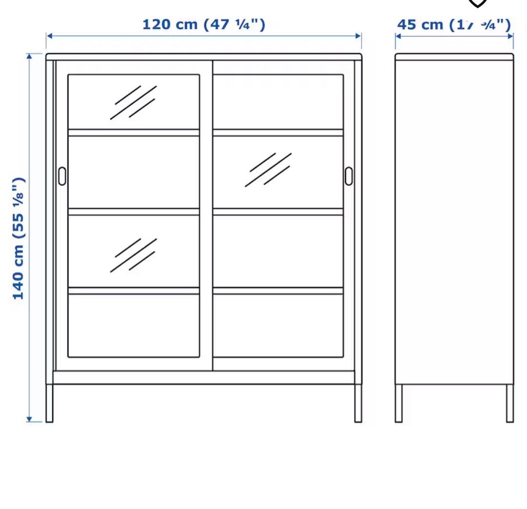 IKEA Cabinet with sliding glass doors, beige, 120x140 cm, Furniture ...
