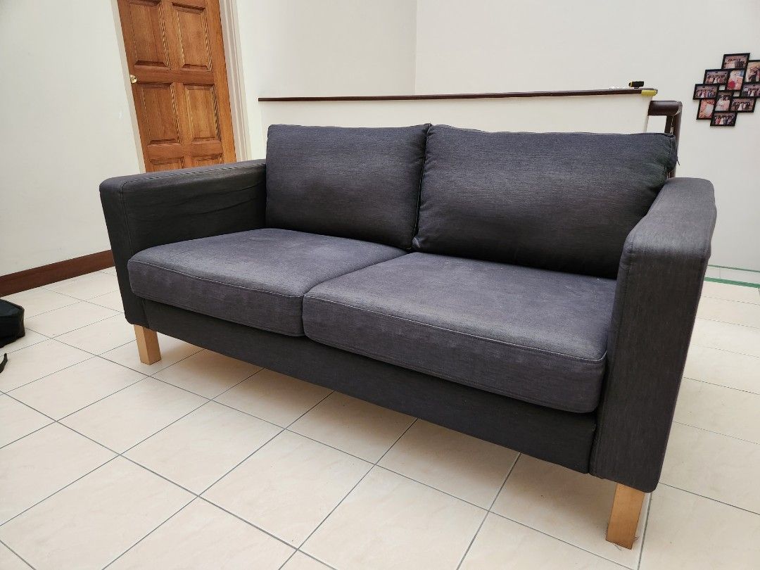 Ikea Fabric Two 2 Seater Sofa Wood Frame, Furniture & Home Living,  Furniture, Sofas On Carousell