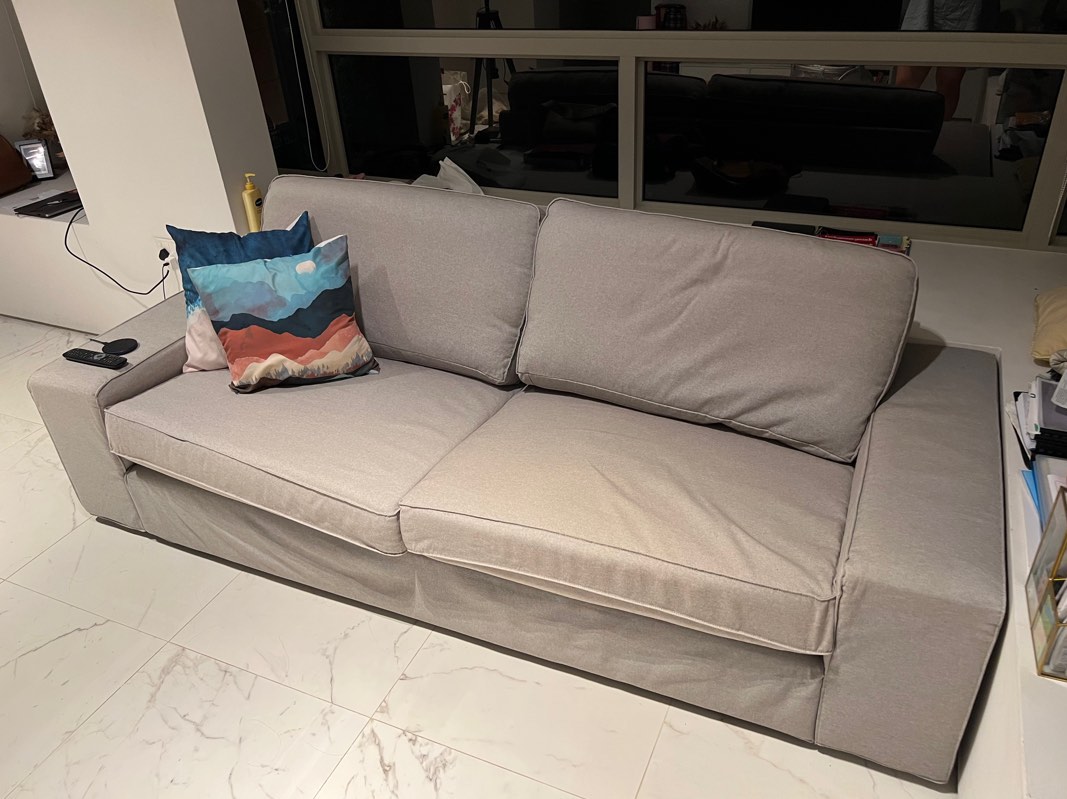 IKEA KIVIK two seater sofa free cute pillows, Furniture & Home Living, Furniture, Sofas on Carousell