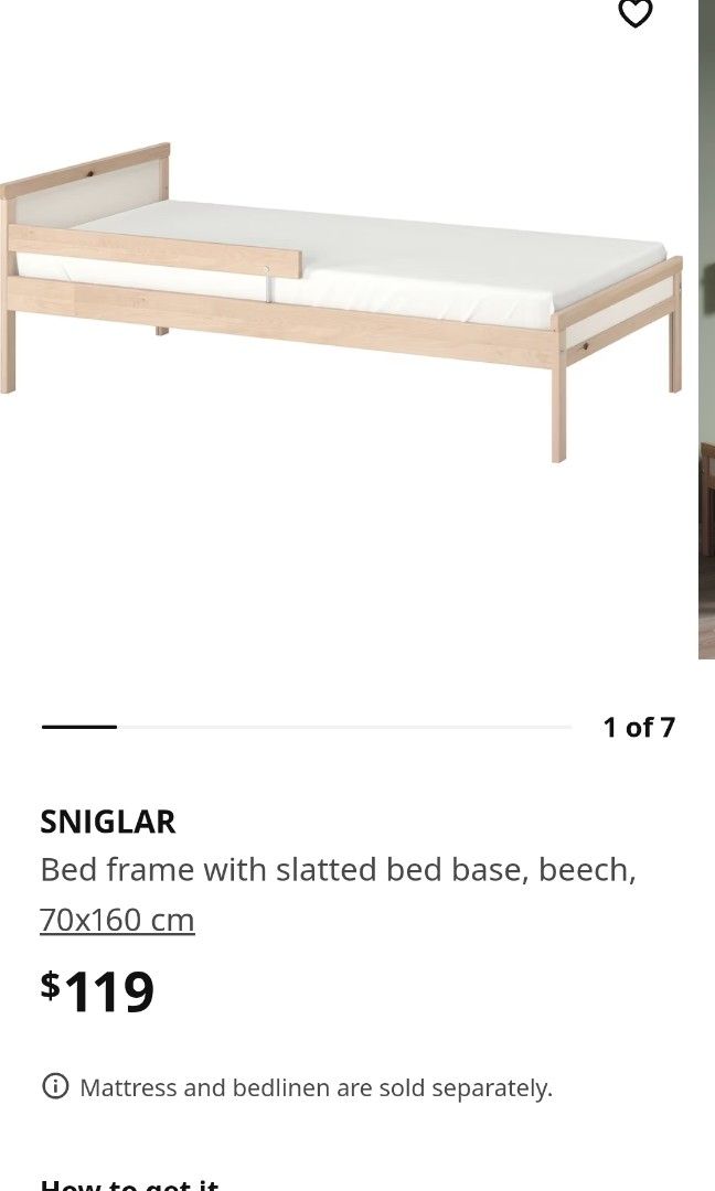 Ikea toddler bed and slatted bed base, Furniture & Home Living