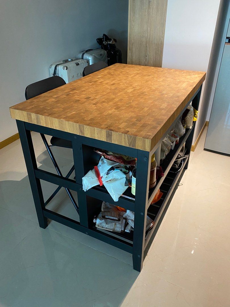 IKEA Vadholma kitchen island with chairs, Furniture & Home Living