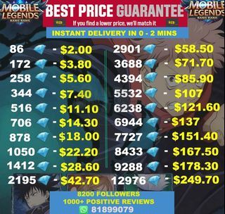 [Instant 100% Cheapest] Mobile Legends Diamonds Top Up Discounted / MLBB Cheapest Top Up Diamonds | No Login