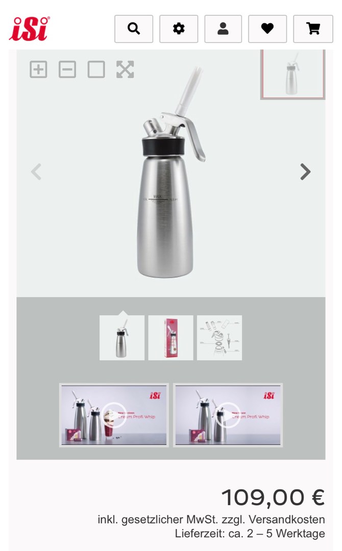 iSi Whipped Cream Dispenser 0.5L German Brand, TV & Home Appliances