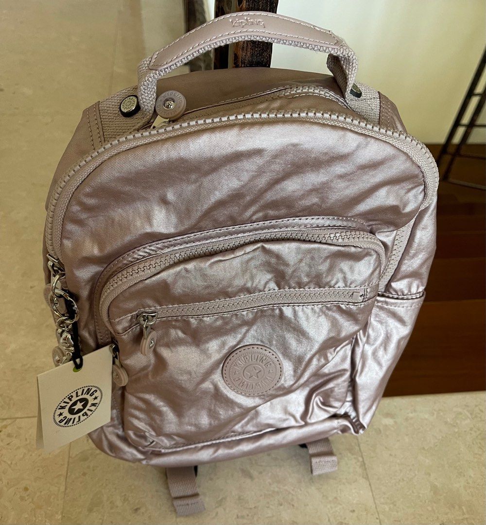 Kipling rose clearance gold metallic backpack