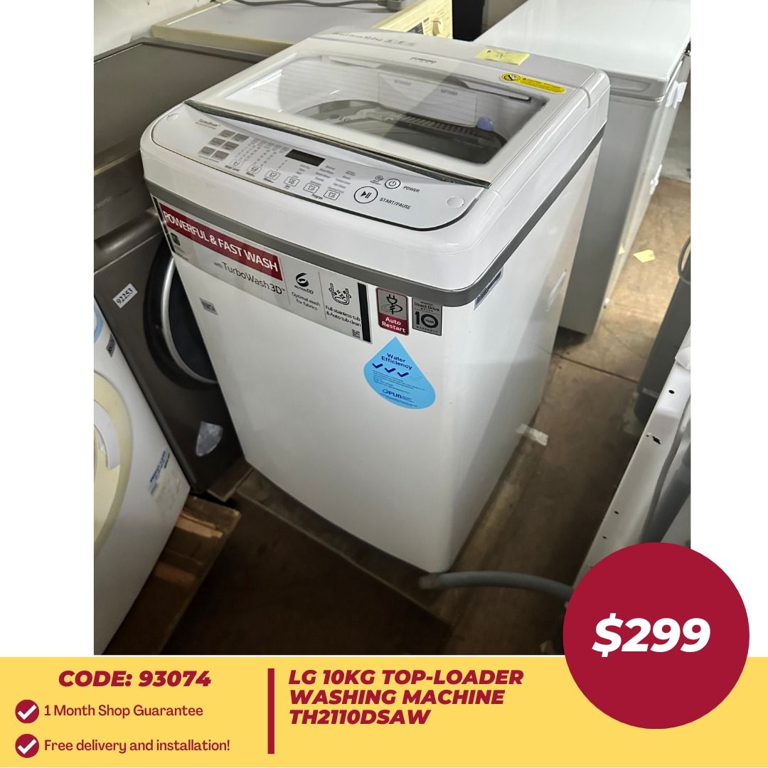 LG 10KG TopLoader Washing Machine TH2110DSAW (93074), TV & Home