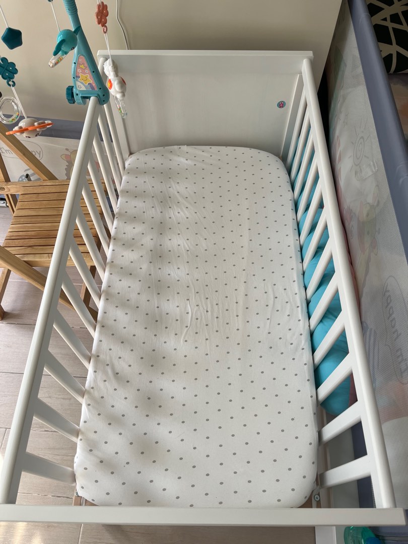 Like new, IKEA baby crib with fence, Babies & Kids, Baby Nursery & Kids