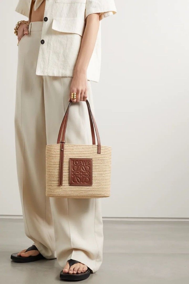 Loewe raffia & leather square basket bag - brown, Luxury, Bags