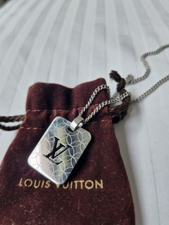 LOUIS VUITTON Monogram Eclipse Collier Plaque Necklace Men Chain
