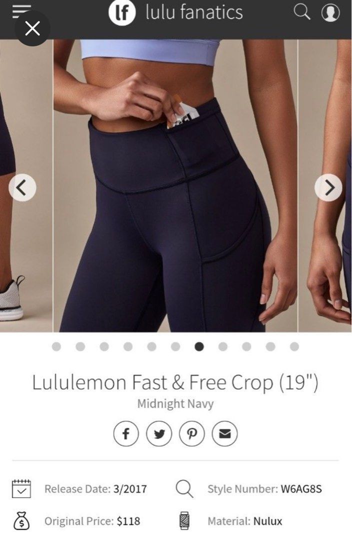 Lululemon Fast & Free Crop Leggings 19”, Women's Fashion, Activewear on  Carousell