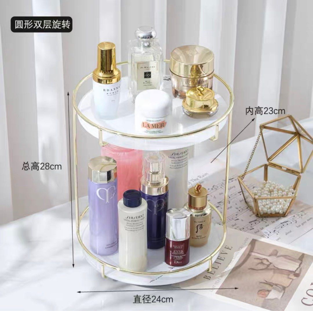 [SG READY STOCK] White Glass/ Black Glass with Golden Rack Makeup ...