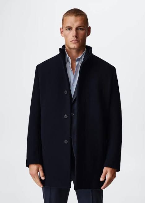 Mango Funnel Overcoat / Neck Coat (Category: Coats, Jackets and Outerwear) located in Angeles City. Submitted by fph321 (Listing ID 1217257584, Image 1). Description: Mango Funnel Overcoat / Neck Coat Bought from Mango for 6990php Condition: 9.5/10, used for a Japan trip once Material: Mostly wool, with polyester Size: Slim fit Small, fits Medium built men Chest: 37.4inches Waist: 31.5inches Remarks: Altered from the tailor the sleeve, sleeve now