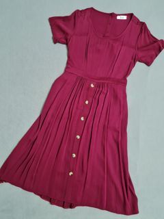 Maroon Hollow Back Vacation Dress