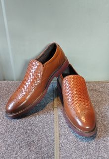 Men's wingtip woven leather loafers by EastRock
