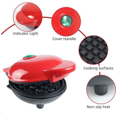 1pc Mini Waffle Maker, Double-sided Heating, Temperature Control