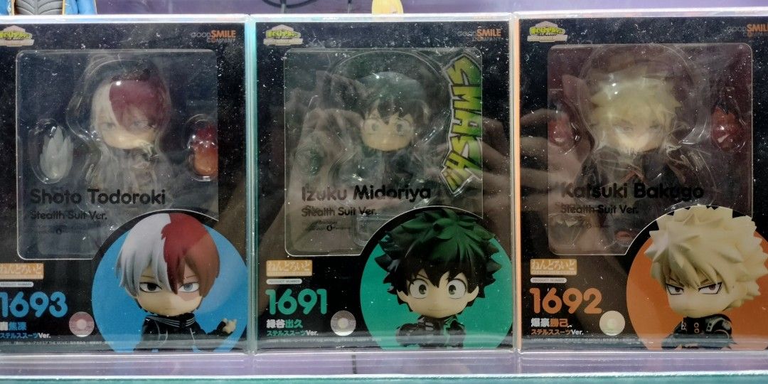 My hero academia nendoroid set (Category: Figurines & Statues) located in Caloocan City. Submitted by MovesLikeJeager (Listing ID 1217310680, Image 1). Description: 10/10 condition with free acrylic plate and boss protector pm if interested.