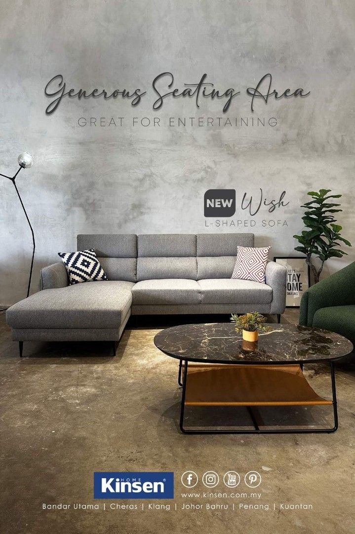 New L shape sofa KINSEN, Furniture & Home Living, Furniture, Sofas on