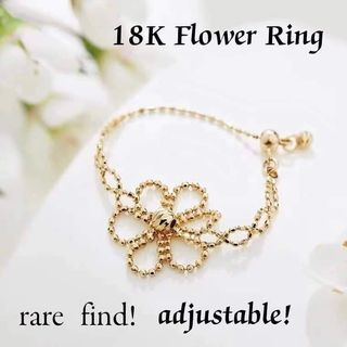 New! rare find! 18K Flower  Adjustable Ring 💍 fits up to size 9" (please see photos and read description)