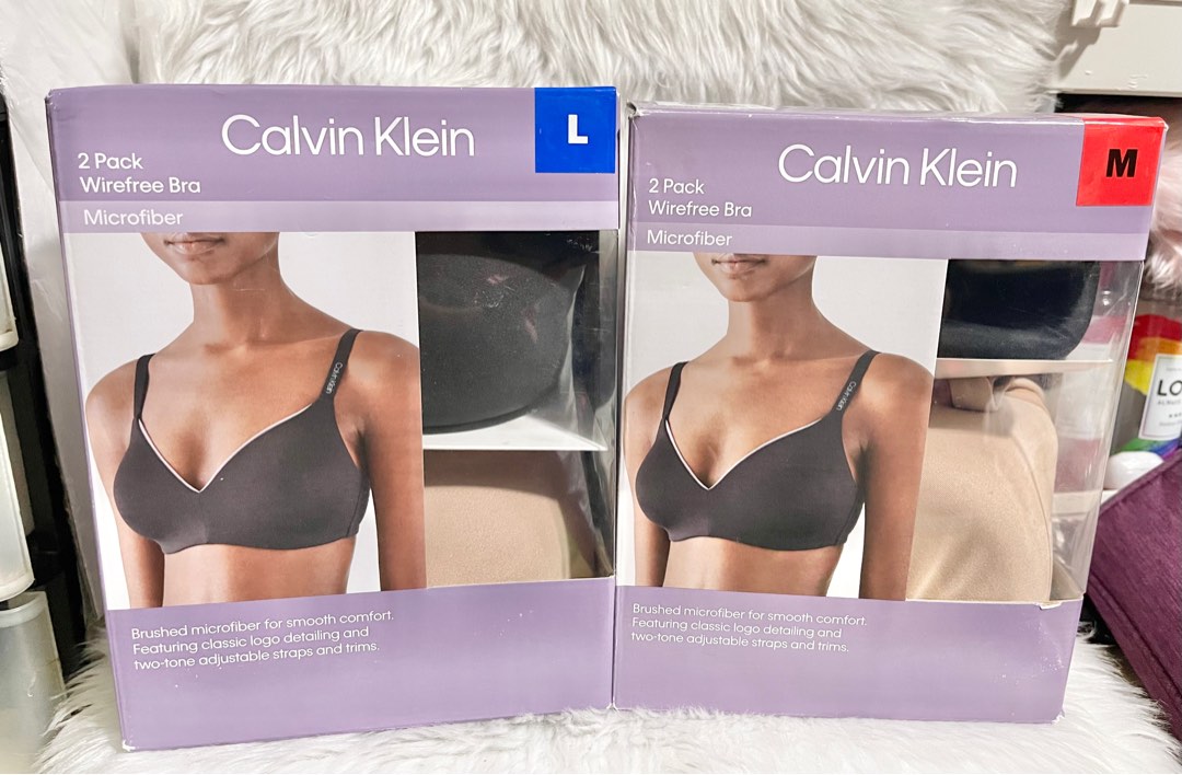Calvin Klein Ladies' Wirefree Bra, 2-pack (Black/Honey, L