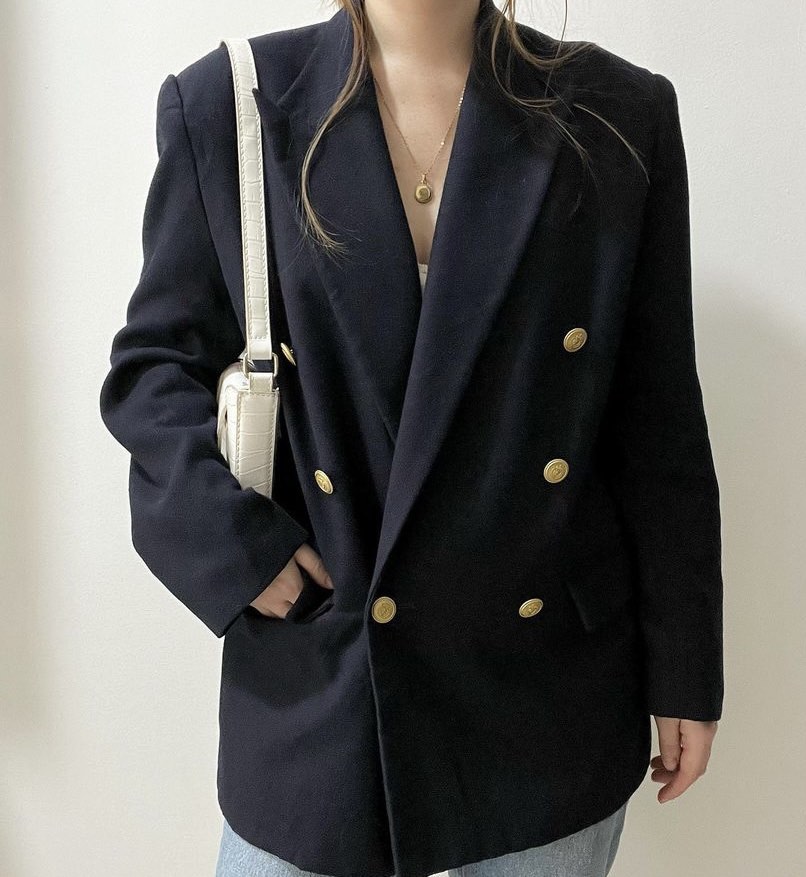 Oversized navy blue blazer/coat on Carousell