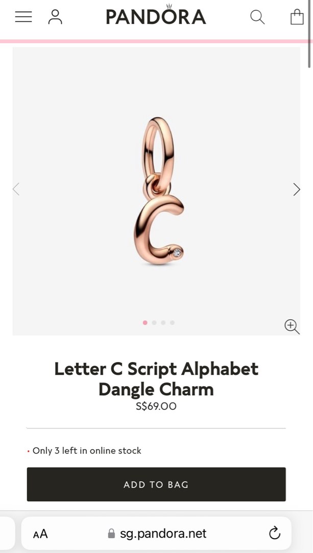 Letter n Script Alphabet Dangle Charm