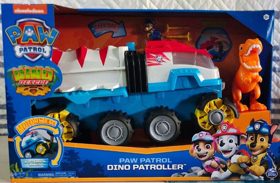PAW PATROL DINO PATROLLER (Category: Action & Battle Toys) located in Malabon City. Submitted by gie_silva (Listing ID 1217310039, Image 3). Description: BRAND NEW ON HAND ITEM ORIGINAL Motorized Team Vehicle with Exclusive Chase and T. Rex Figures Go on exciting dino rescues with PAW Patrol and the Dino Patroller, the first-ever motorized team vehicle! This vehicle includes an exclusive Chase figure and a large-scale T. rex dinosaur action figur